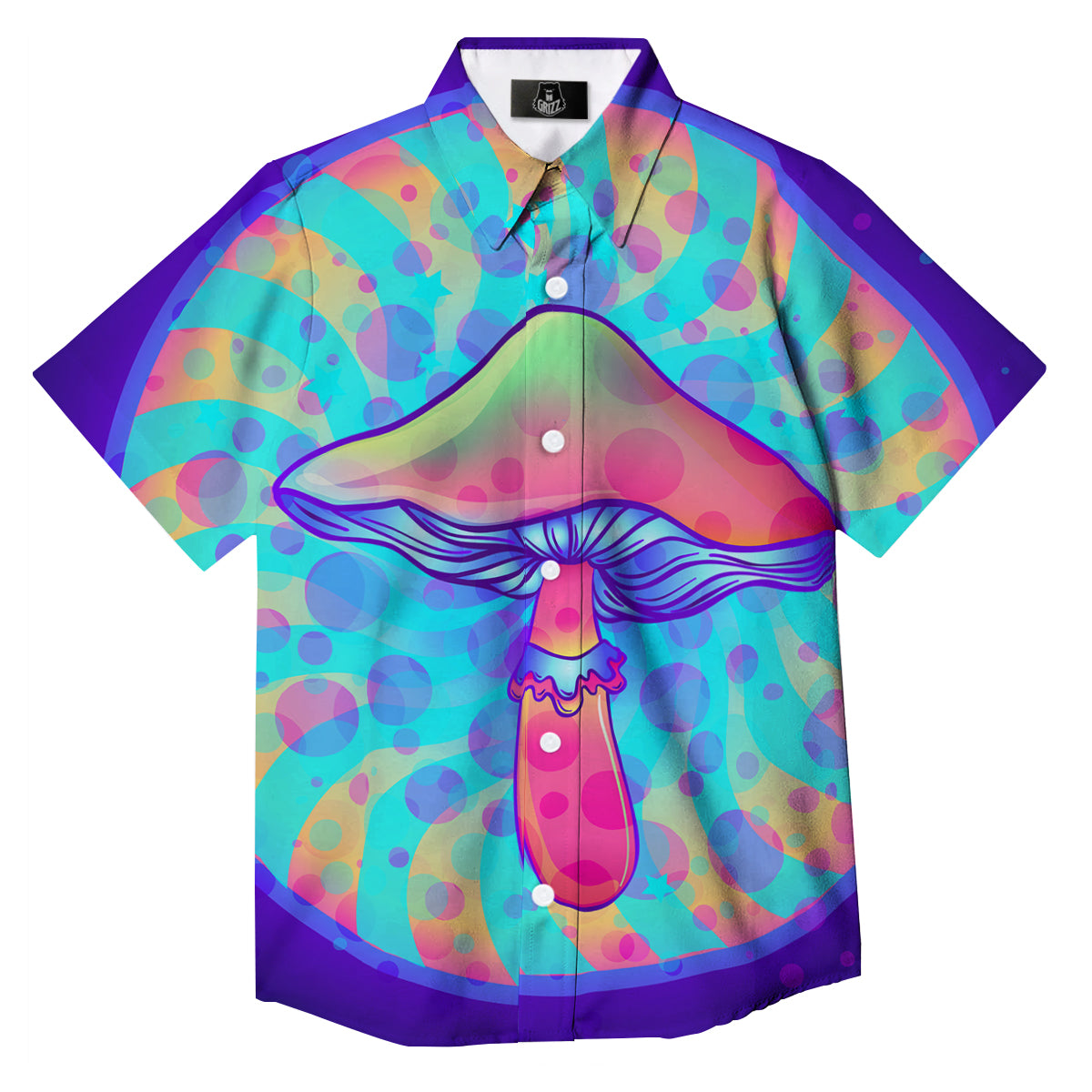 Mushrooms Psychedelic Print Button Up Shirt-grizzshop
