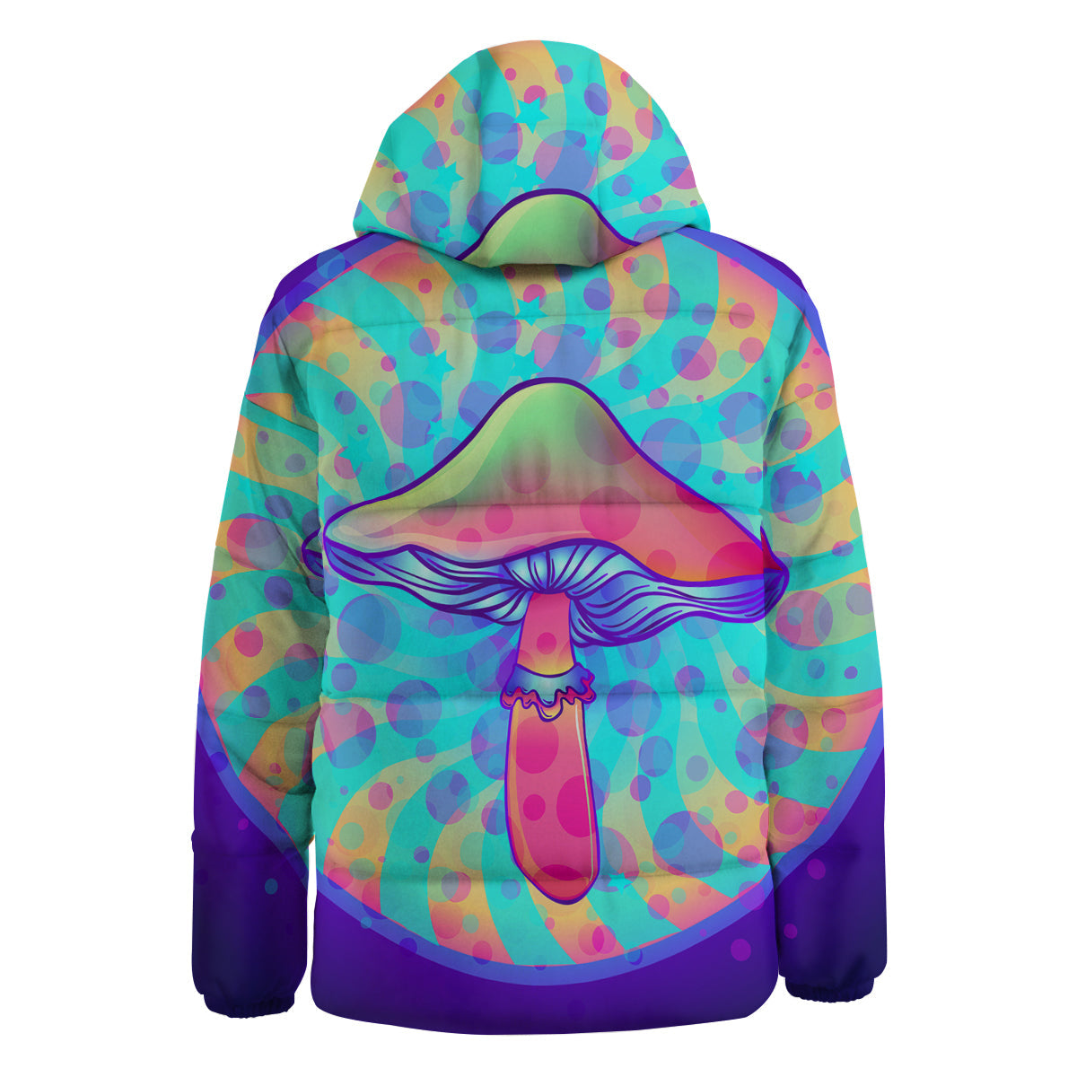 Mushrooms Psychedelic Print Down Jacket-grizzshop