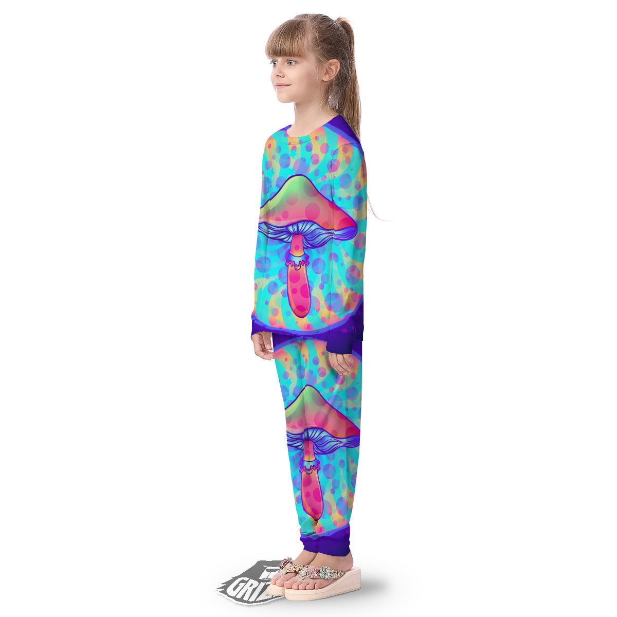 Mushrooms Psychedelic Print Kid's Pajamas-grizzshop
