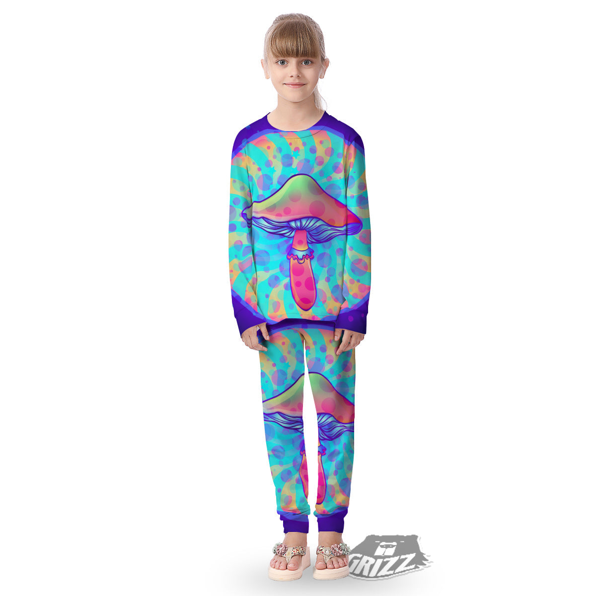 Mushrooms Psychedelic Print Kid's Pajamas-grizzshop