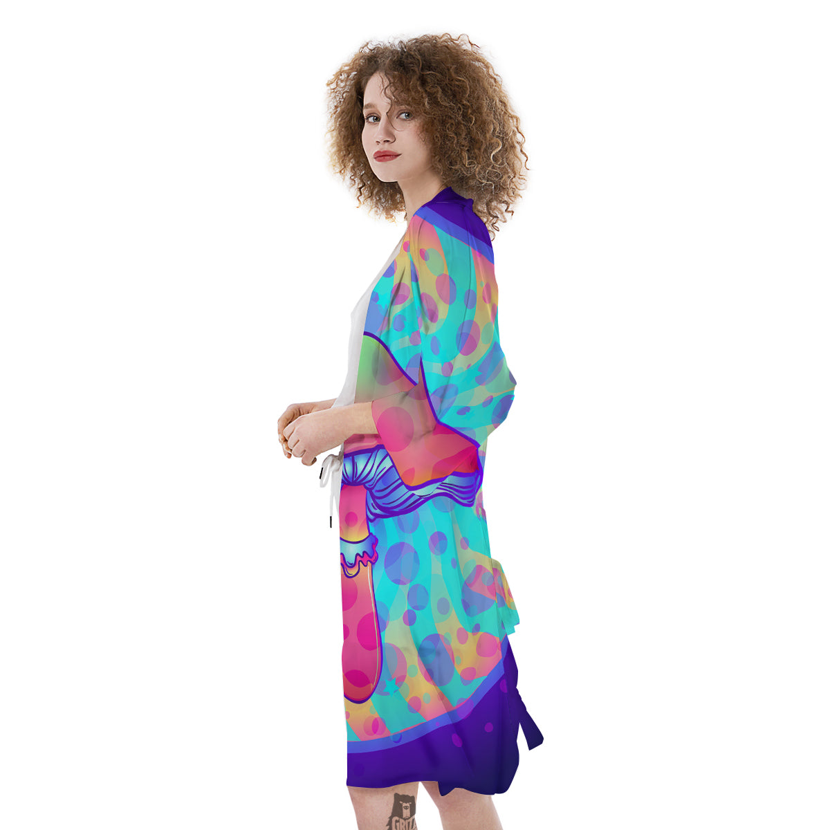 Mushrooms Psychedelic Print Kimono-grizzshop