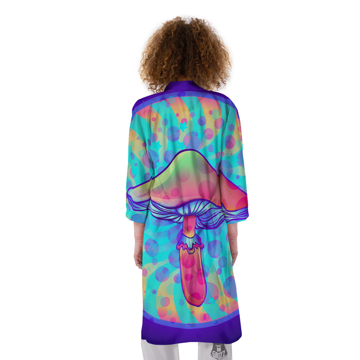 Mushrooms Psychedelic Print Kimono-grizzshop
