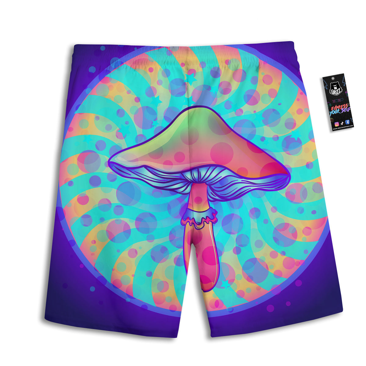 Mushrooms Psychedelic Print Men's Athletic Shorts