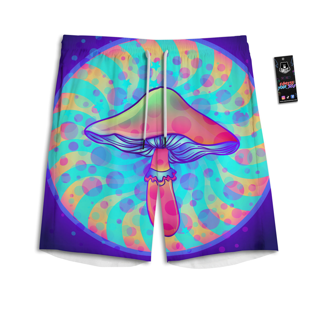 Mushrooms Psychedelic Print Men's Athletic Shorts