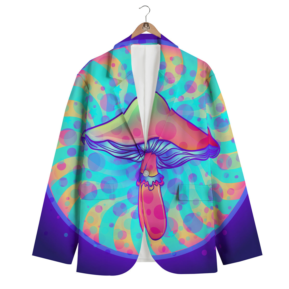 Mushrooms Psychedelic Print Men's Blazer-grizzshop