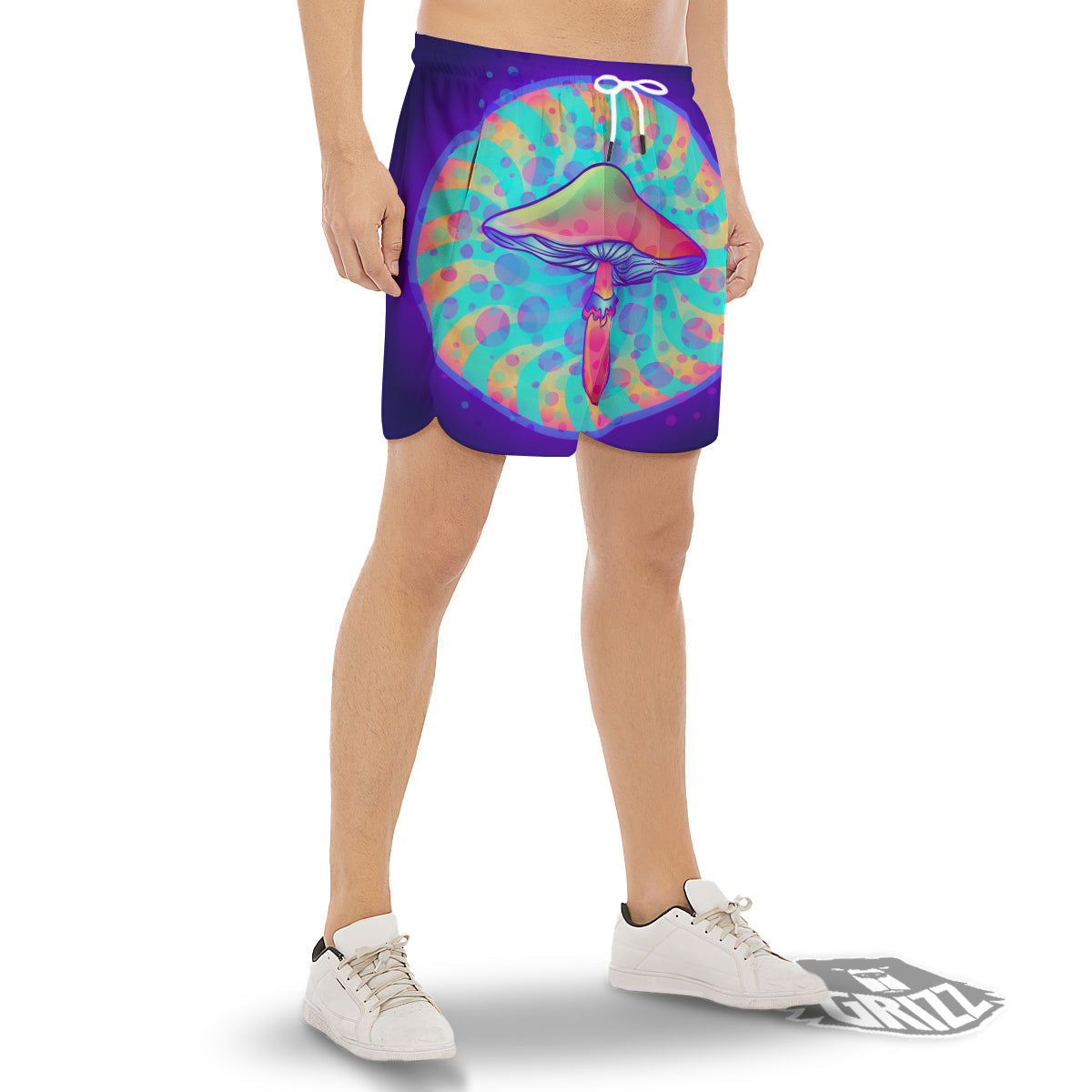 Mushrooms Psychedelic Print Men's Gym Shorts-grizzshop