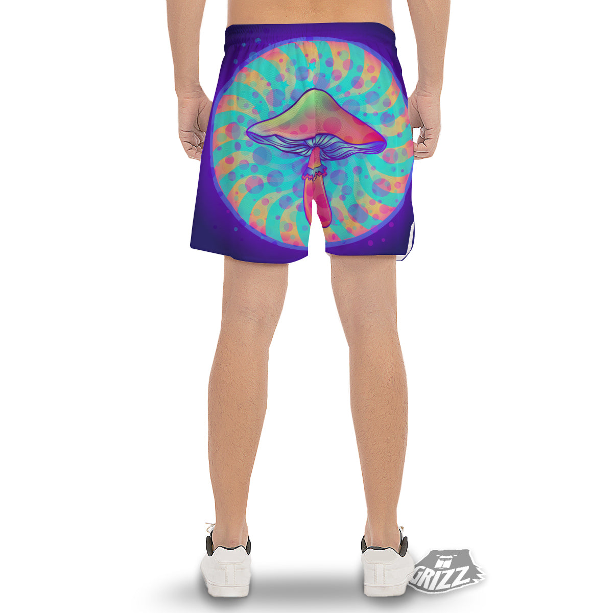 Mushrooms Psychedelic Print Men's Gym Shorts-grizzshop