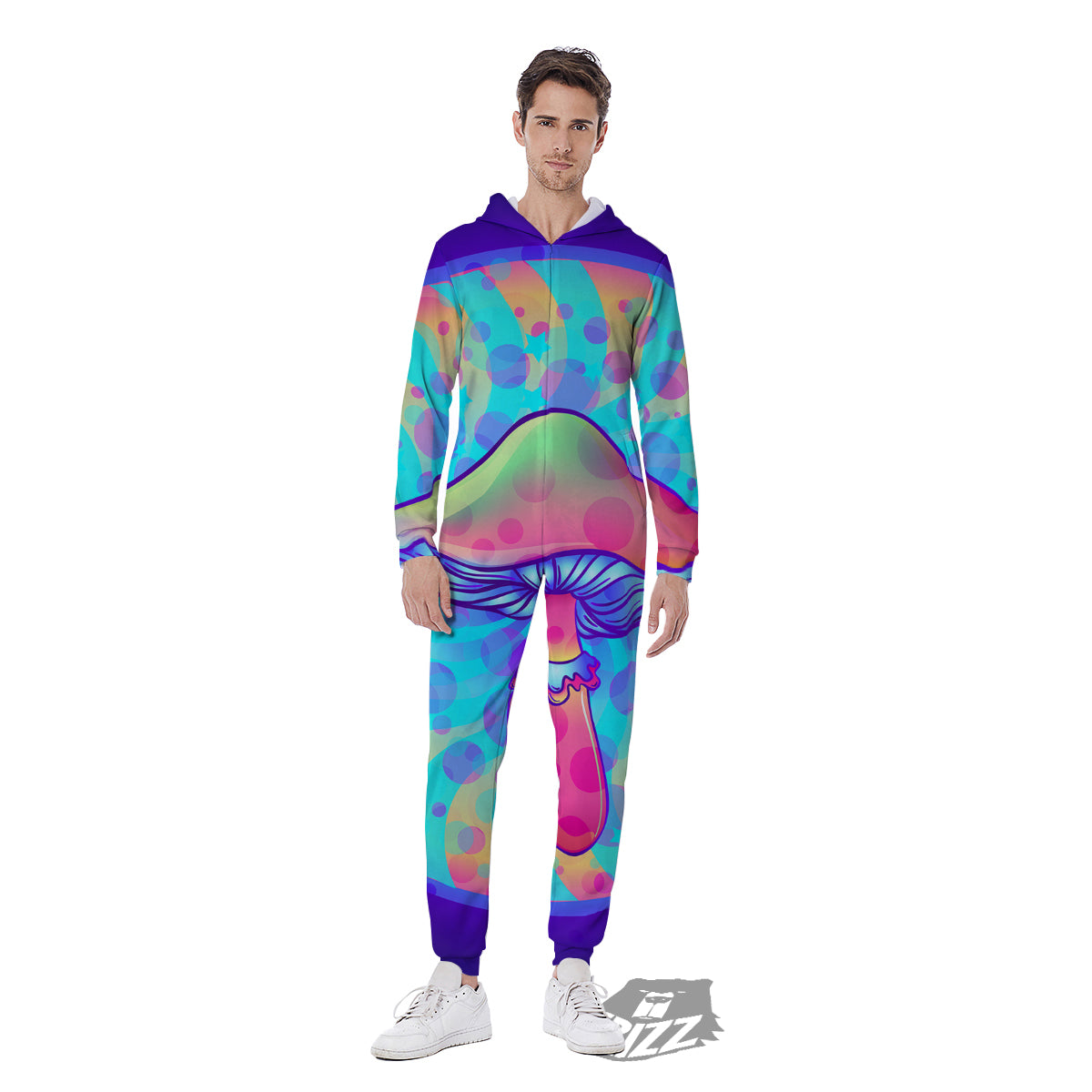 Mushrooms Psychedelic Print Men's Jumpsuit-grizzshop