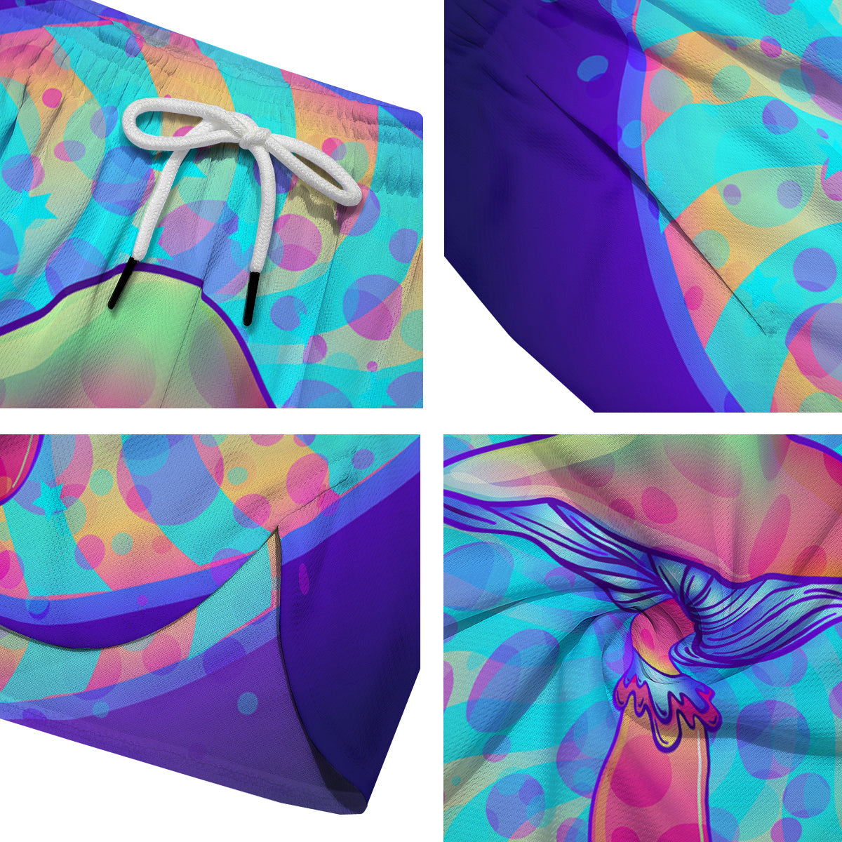 Mushrooms Psychedelic Print Men's Running Shorts-grizzshop