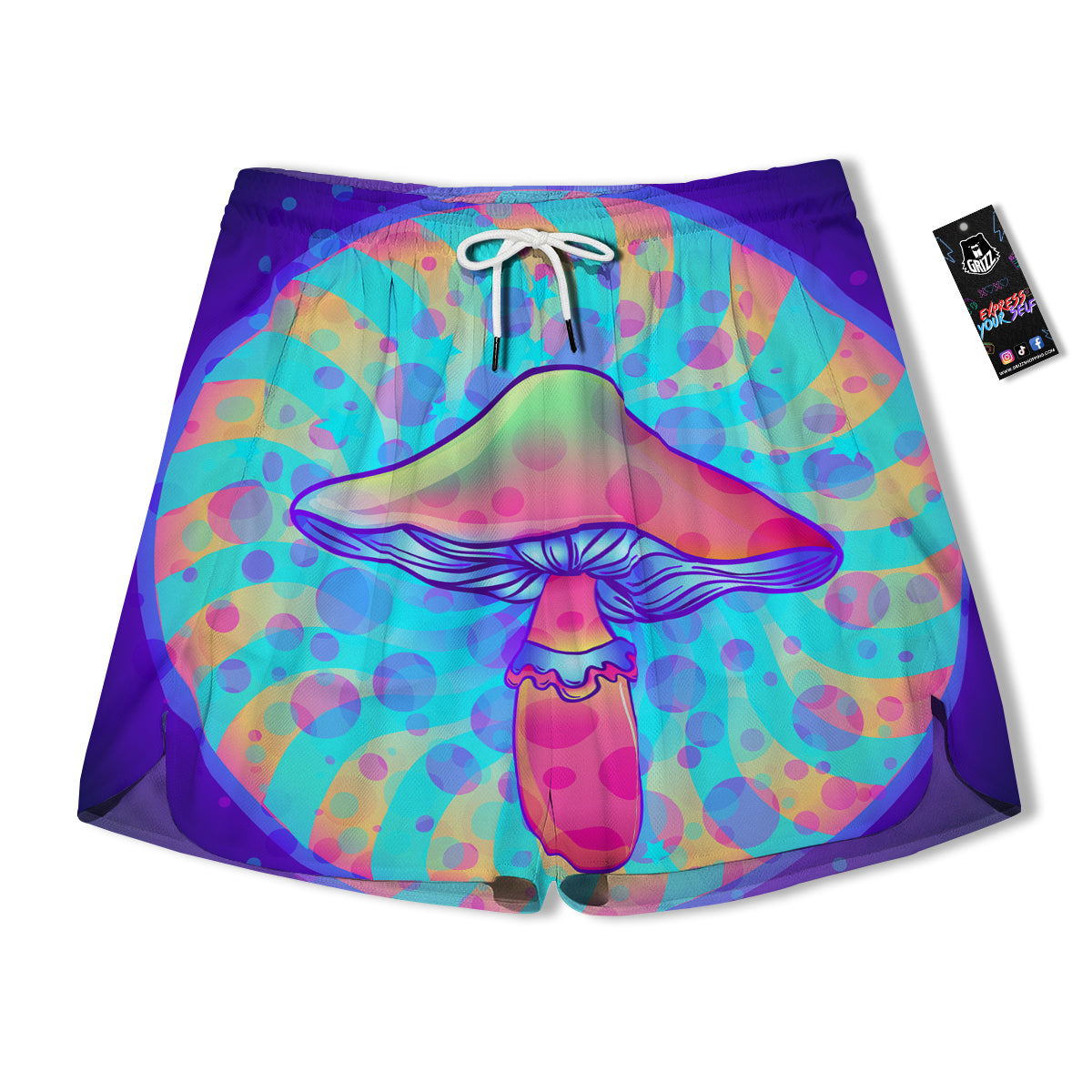 Mushrooms Psychedelic Print Men's Running Shorts-grizzshop