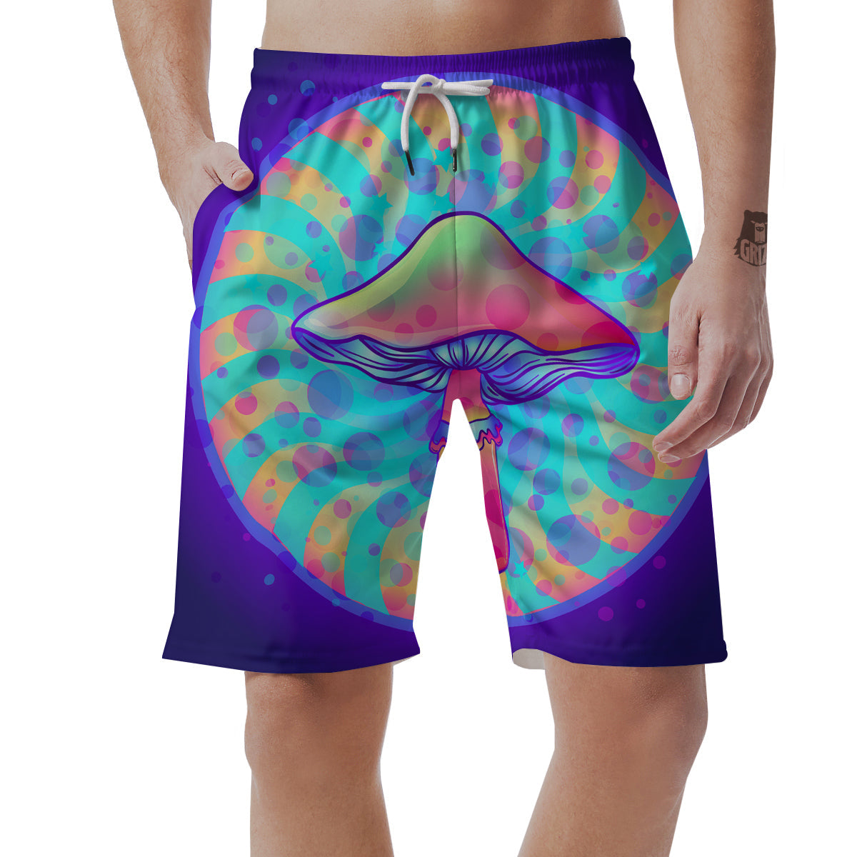 Mushrooms Psychedelic Print Men's Shorts-grizzshop