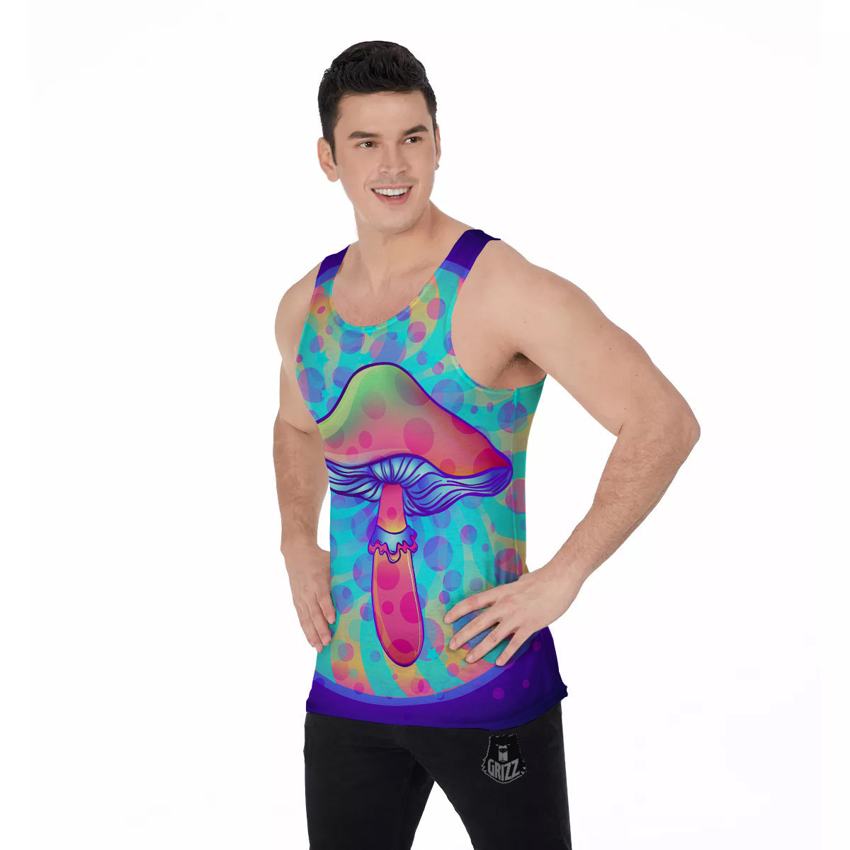 Mushrooms Psychedelic Print Men's Tank Top-grizzshop