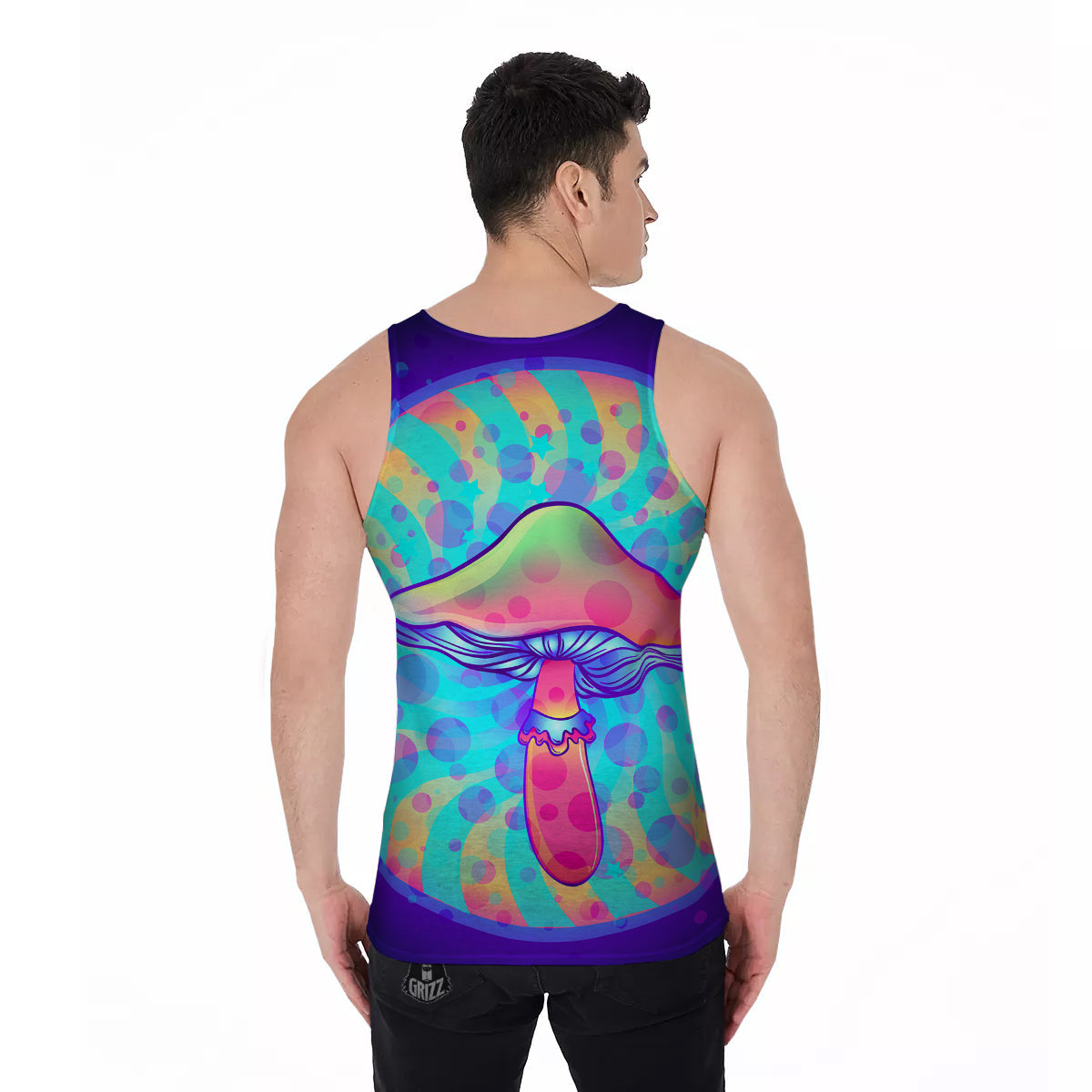 Mushrooms Psychedelic Print Men's Tank Top-grizzshop
