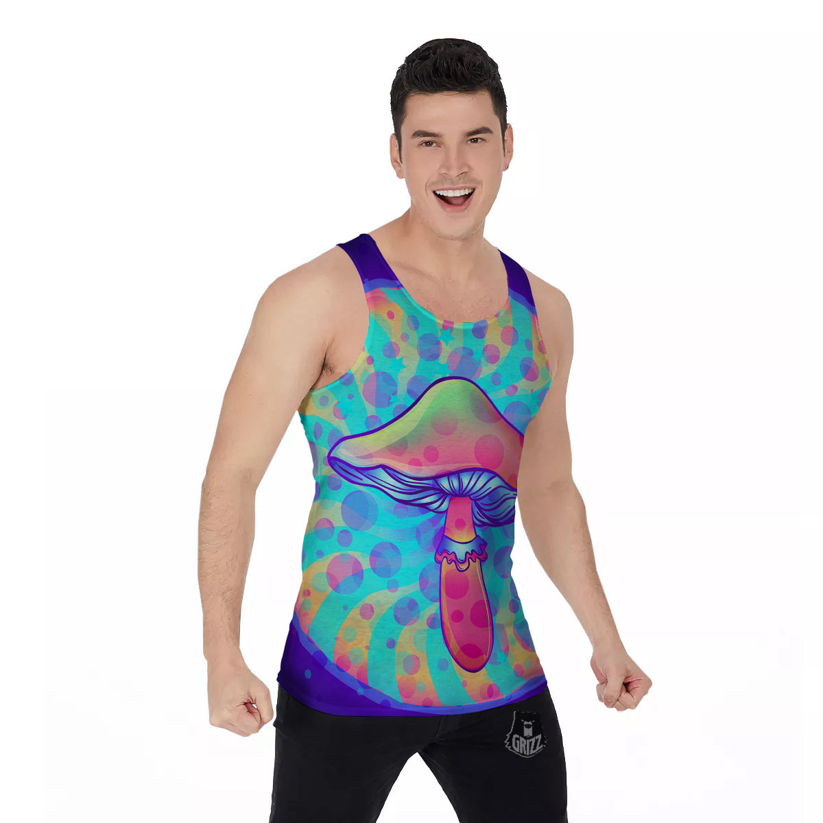 Mushrooms Psychedelic Print Men's Tank Top-grizzshop