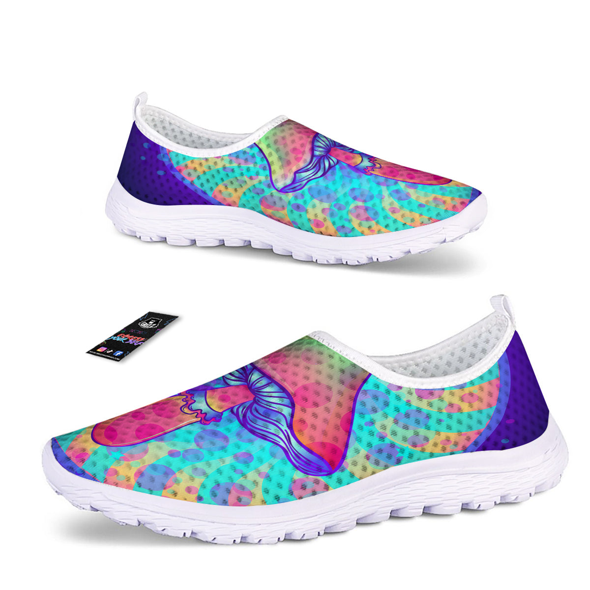 Mushrooms Psychedelic Print Nurse Shoes-grizzshop