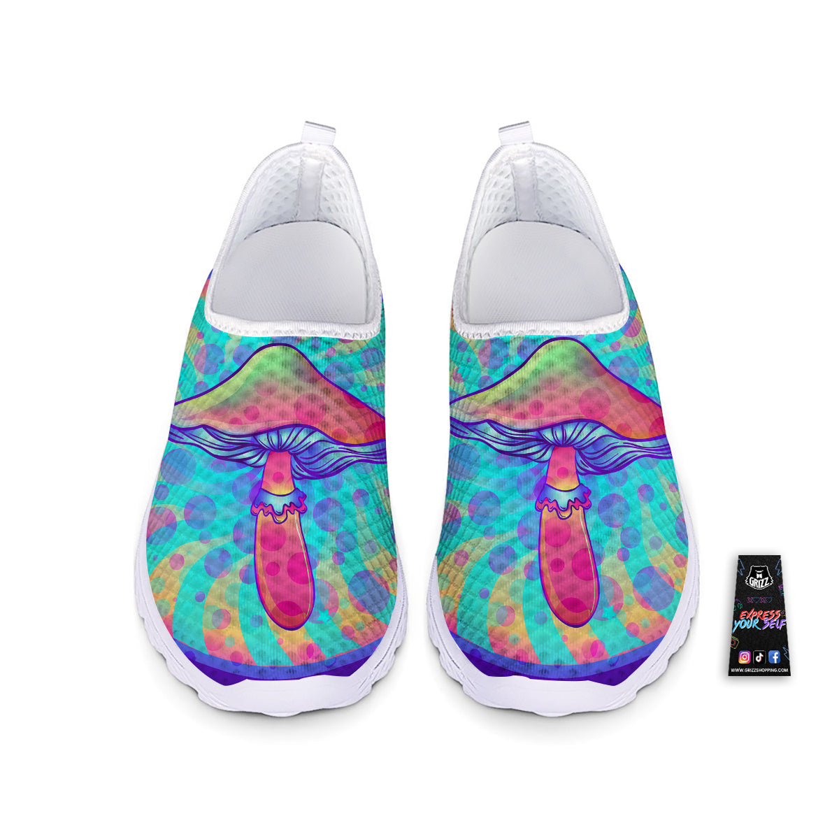 Mushrooms Psychedelic Print Nurse Shoes-grizzshop