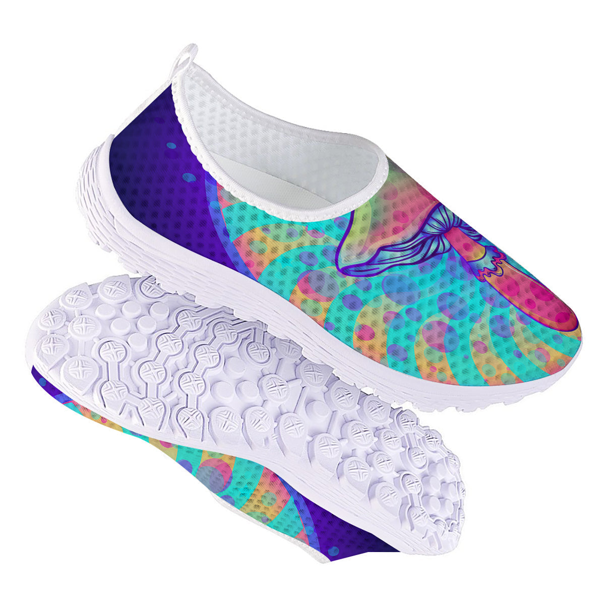 Mushrooms Psychedelic Print Nurse Shoes-grizzshop