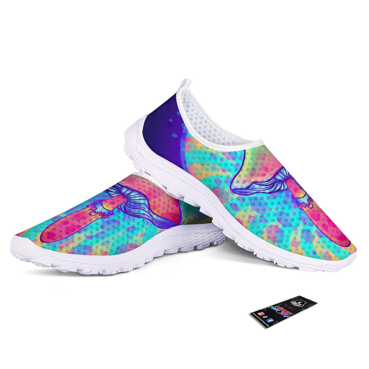 Mushrooms Psychedelic Print Nurse Shoes-grizzshop