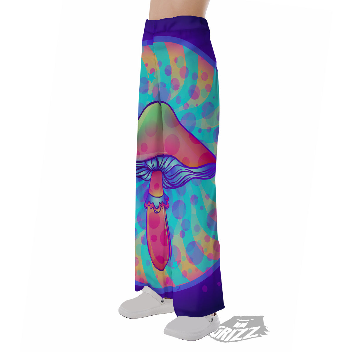 Mushrooms Psychedelic Print Pajama Pants-grizzshop