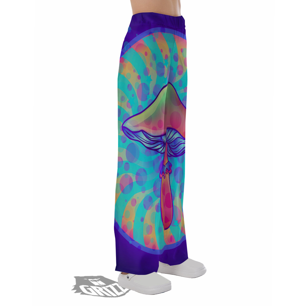 Mushrooms Psychedelic Print Pajama Pants-grizzshop