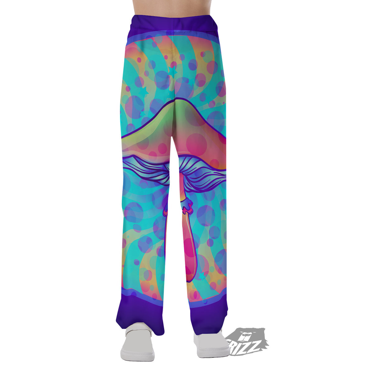 Mushrooms Psychedelic Print Pajama Pants-grizzshop