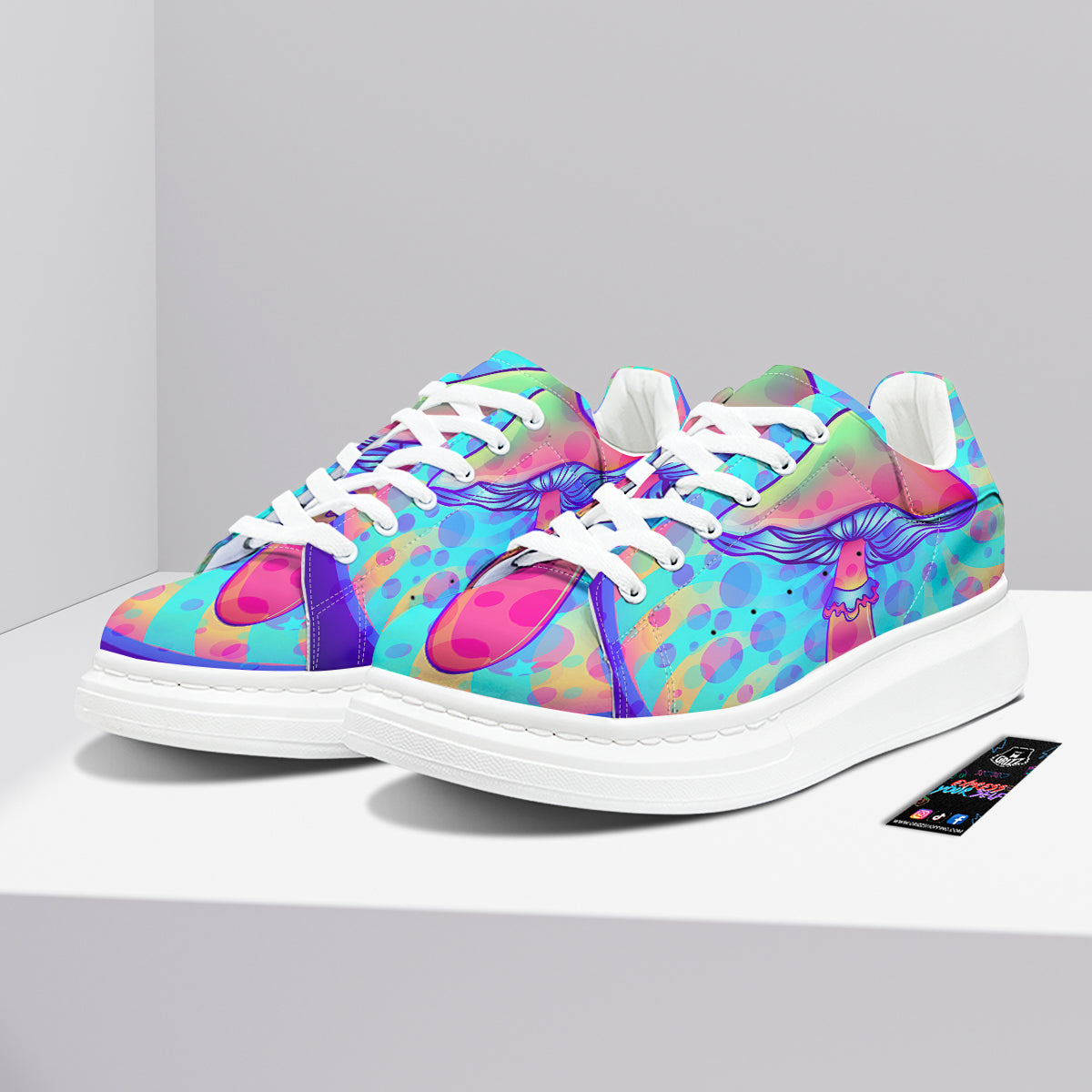 Mushrooms Psychedelic Print Platform Shoes-grizzshop