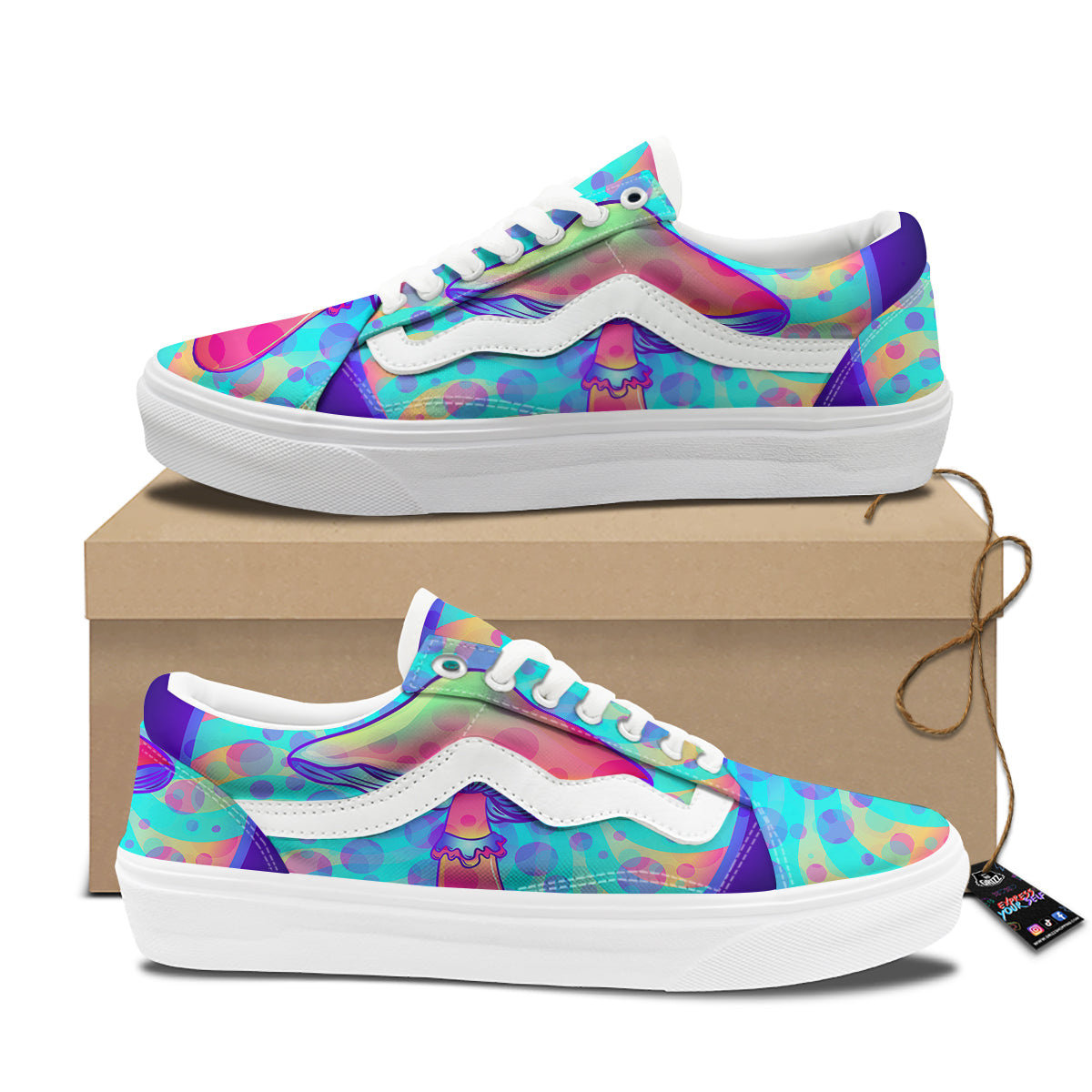 Mushrooms Psychedelic Print Skate Shoes-grizzshop