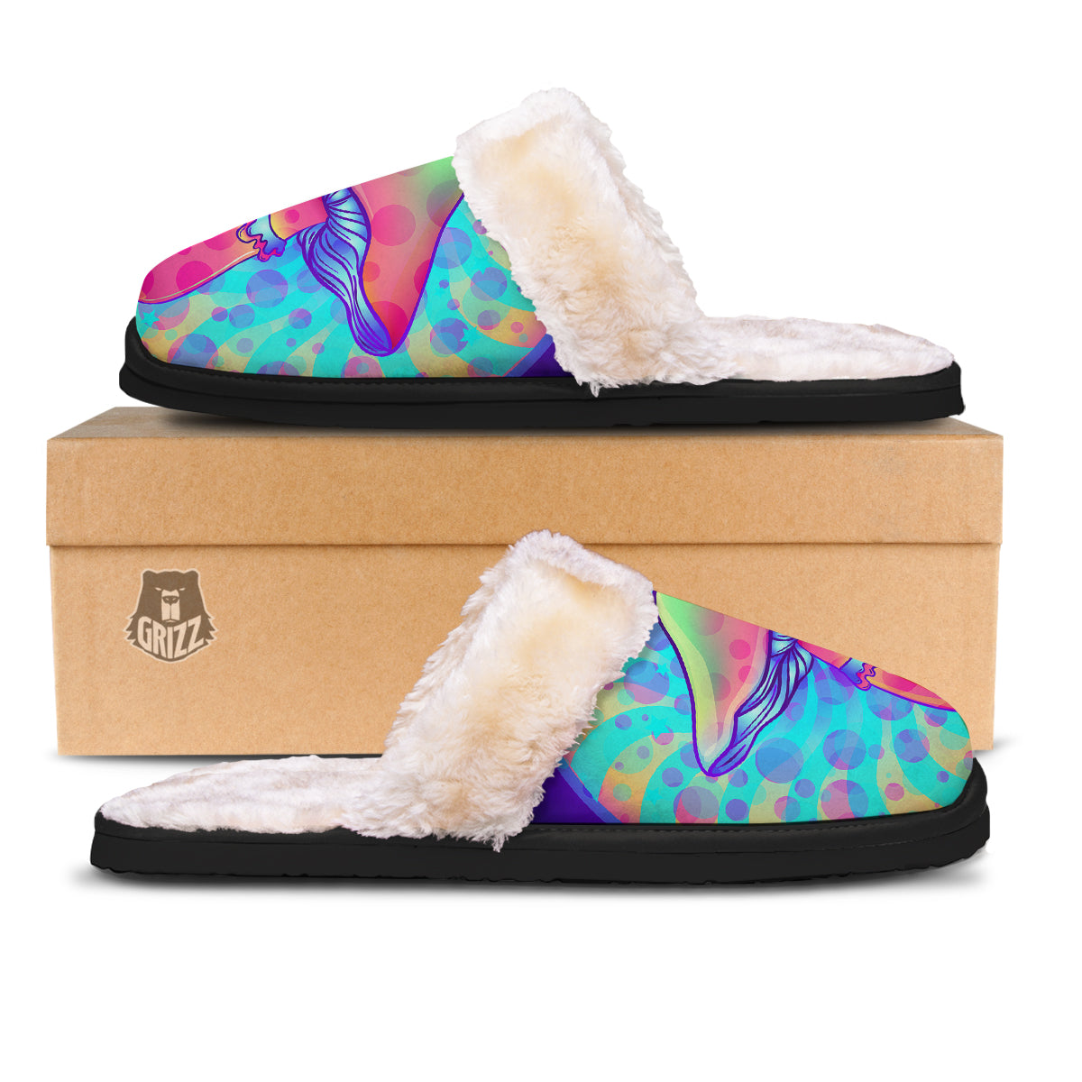 Mushrooms Psychedelic Print Slippers-grizzshop
