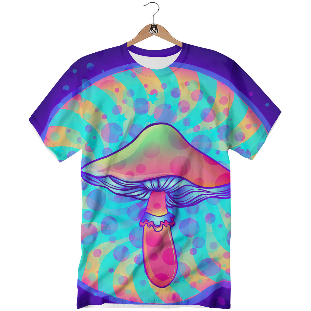 Mushrooms Psychedelic Print T-Shirt-grizzshop