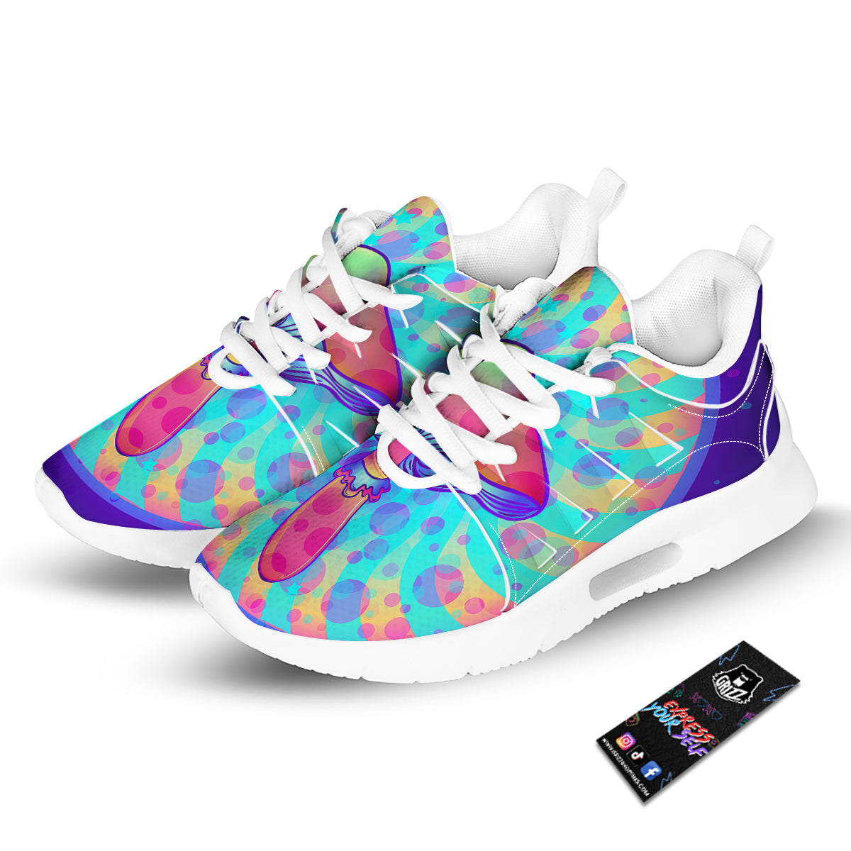 Mushrooms Psychedelic Print Tennis Shoes-grizzshop