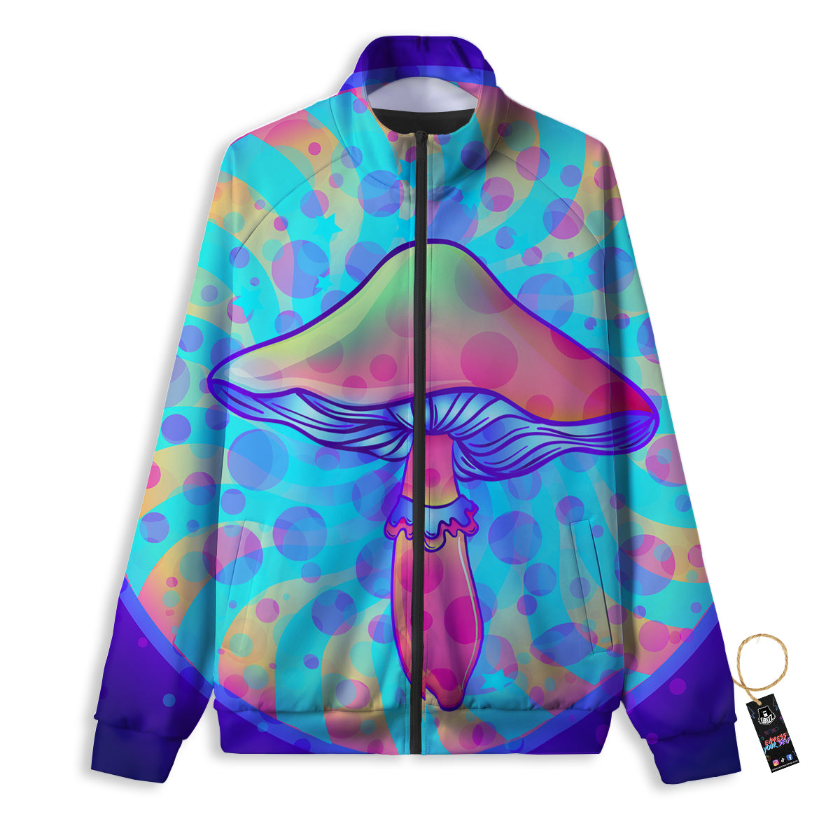 Mushrooms Psychedelic Print Track Jacket-grizzshop