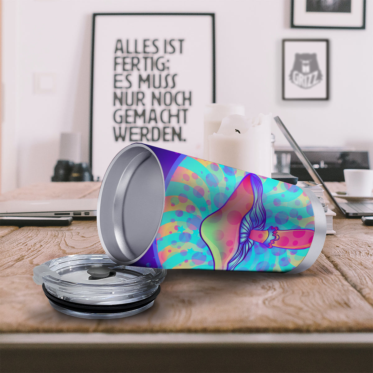 Mushrooms Psychedelic Print Tumbler-grizzshop