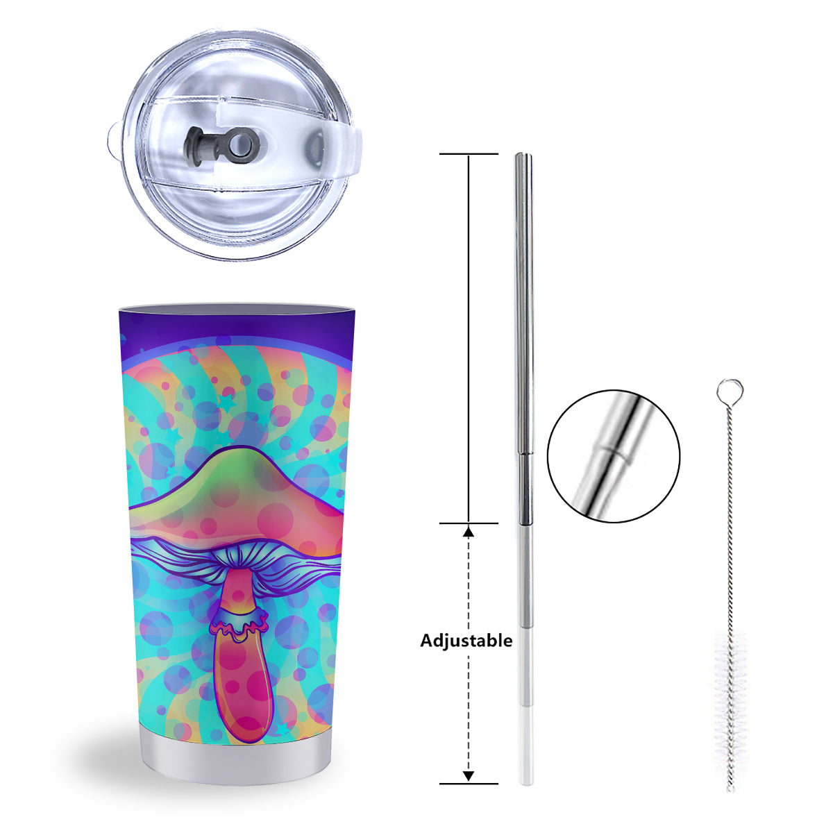 Mushrooms Psychedelic Print Tumbler-grizzshop