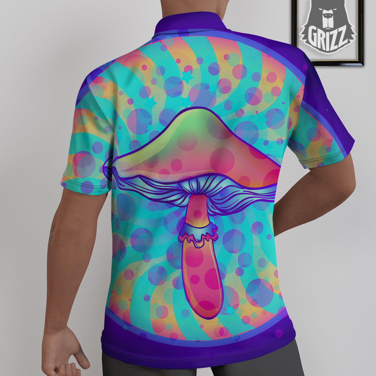 Mushrooms Psychedelic Print Untucked Shirts-grizzshop