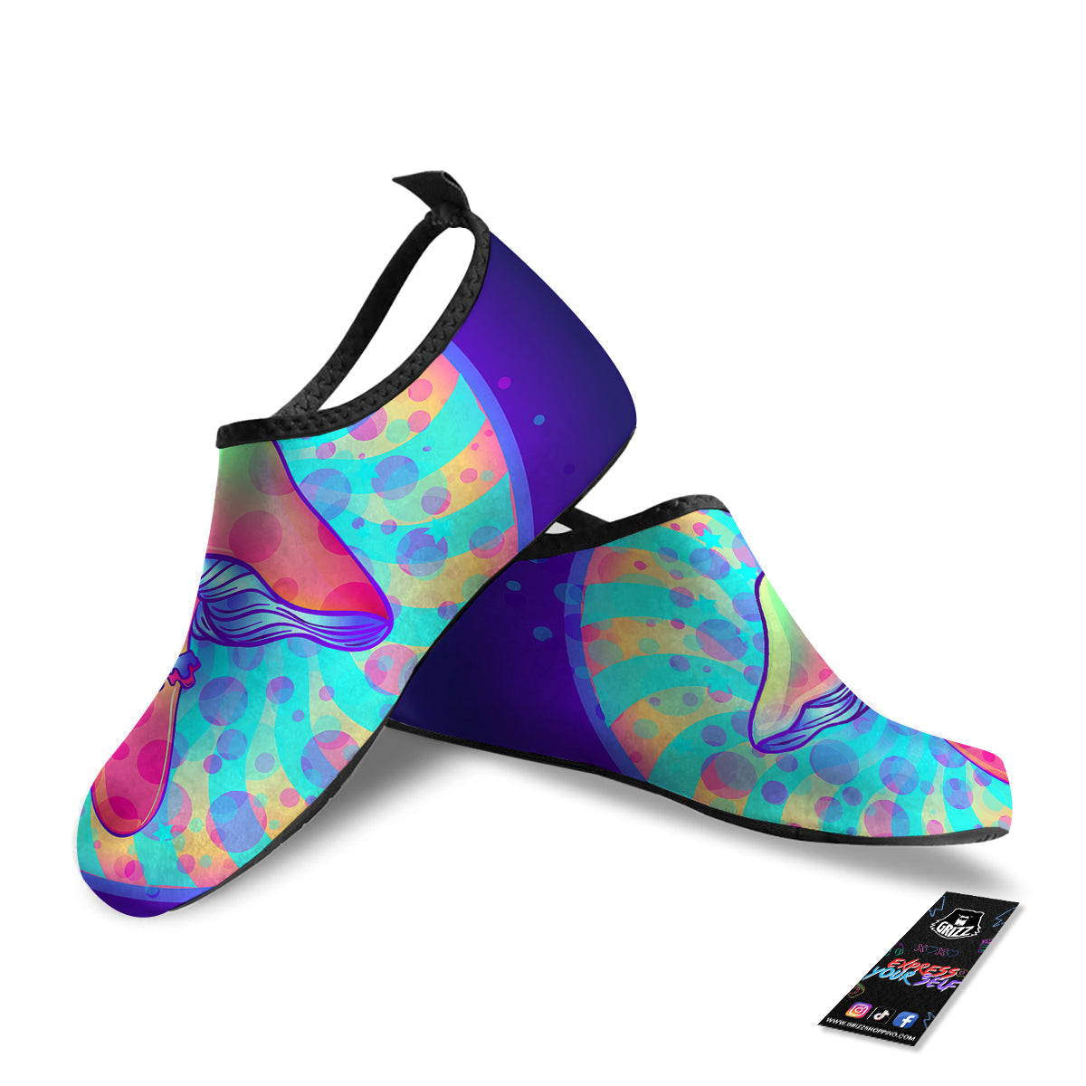 Mushrooms Psychedelic Print Water Shoes-grizzshop