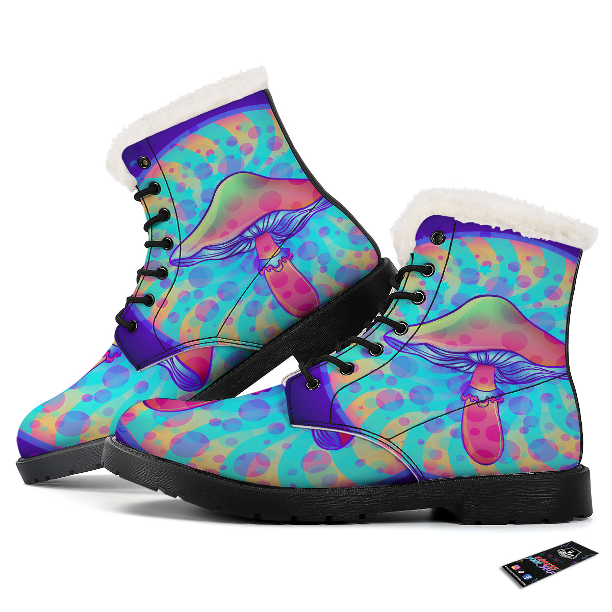 Mushrooms Psychedelic Print Winter Boots-grizzshop