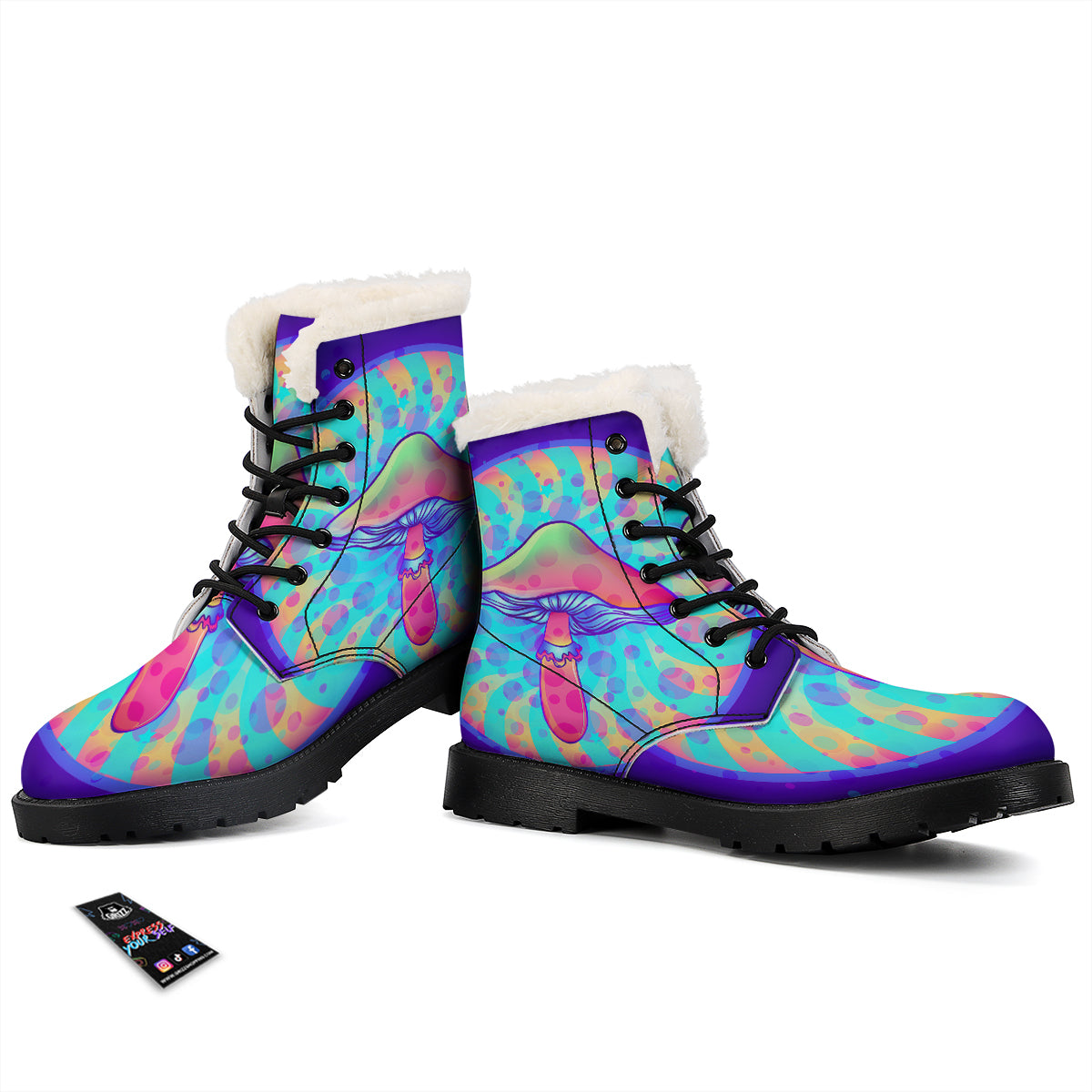 Mushrooms Psychedelic Print Winter Boots-grizzshop