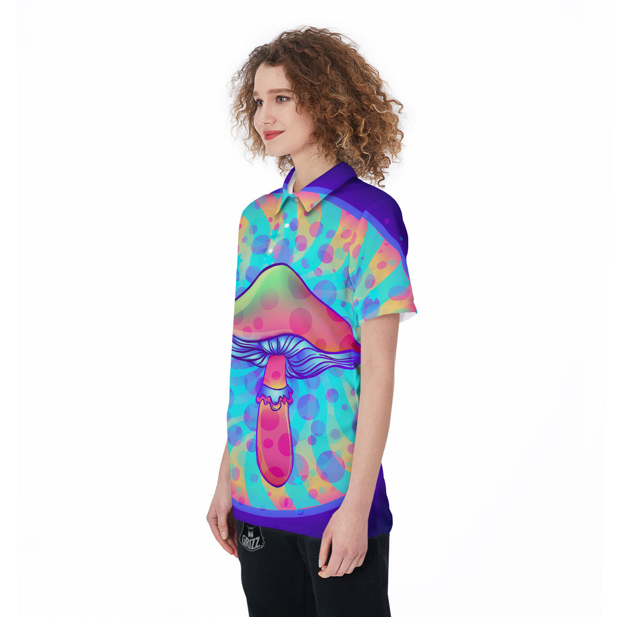 Mushrooms Psychedelic Print Women's Golf Shirts-grizzshop