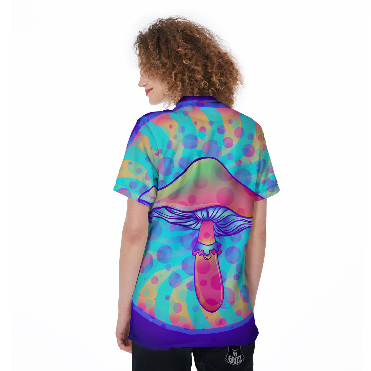 Mushrooms Psychedelic Print Women's Golf Shirts-grizzshop