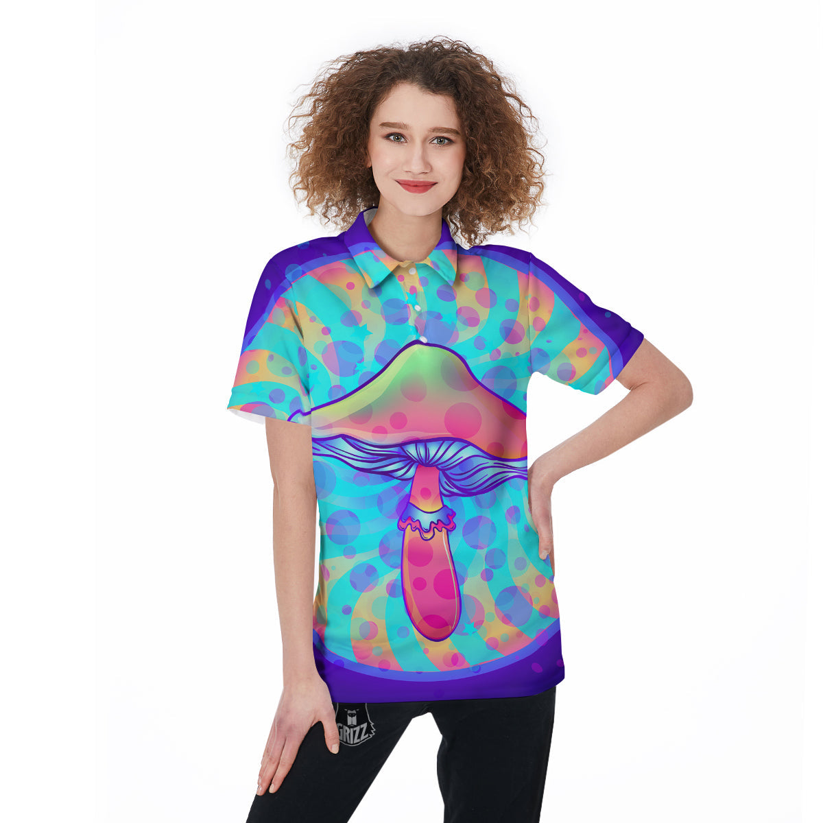 Mushrooms Psychedelic Print Women's Golf Shirts-grizzshop