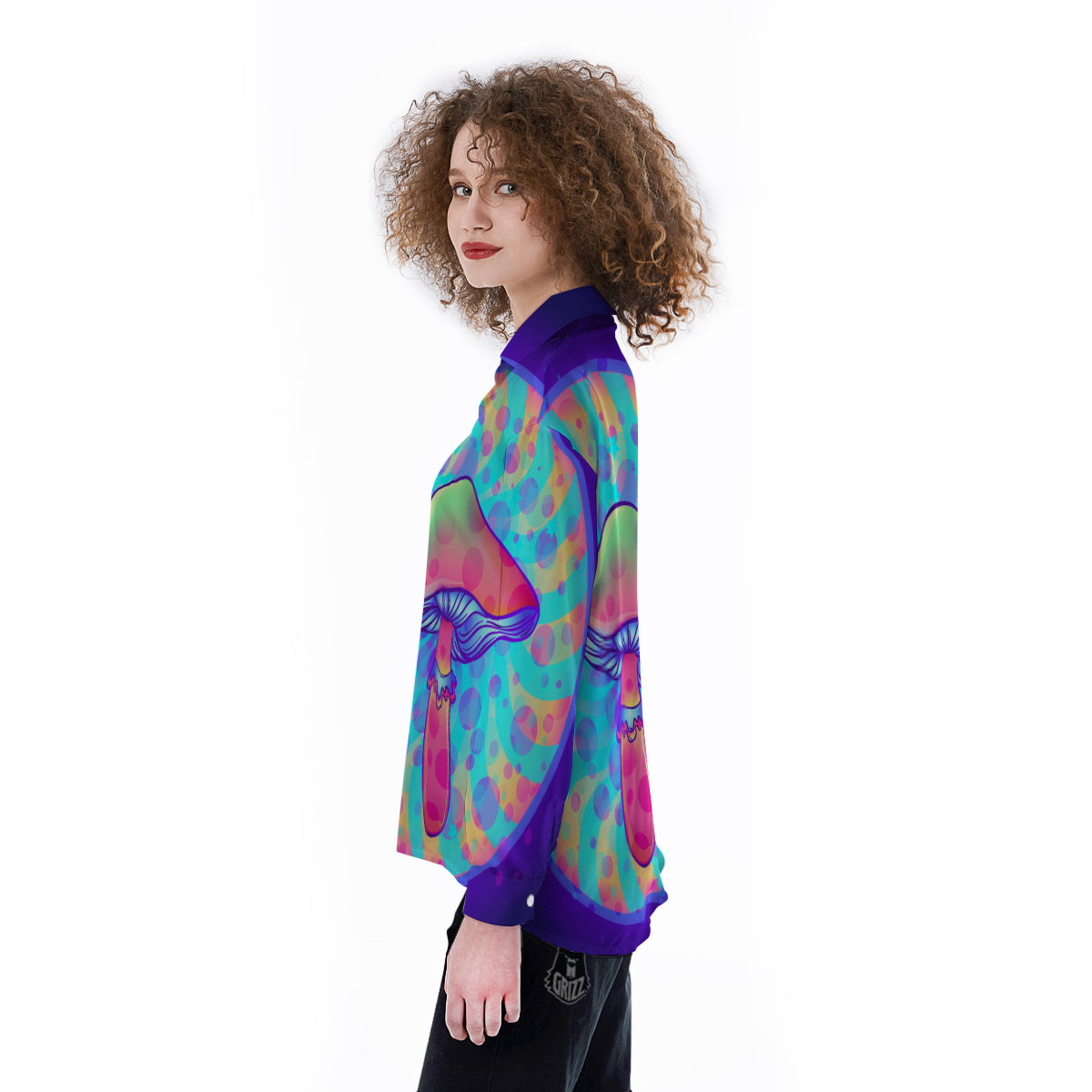 Mushrooms Psychedelic Print Women's Long Sleeve Shirts-grizzshop