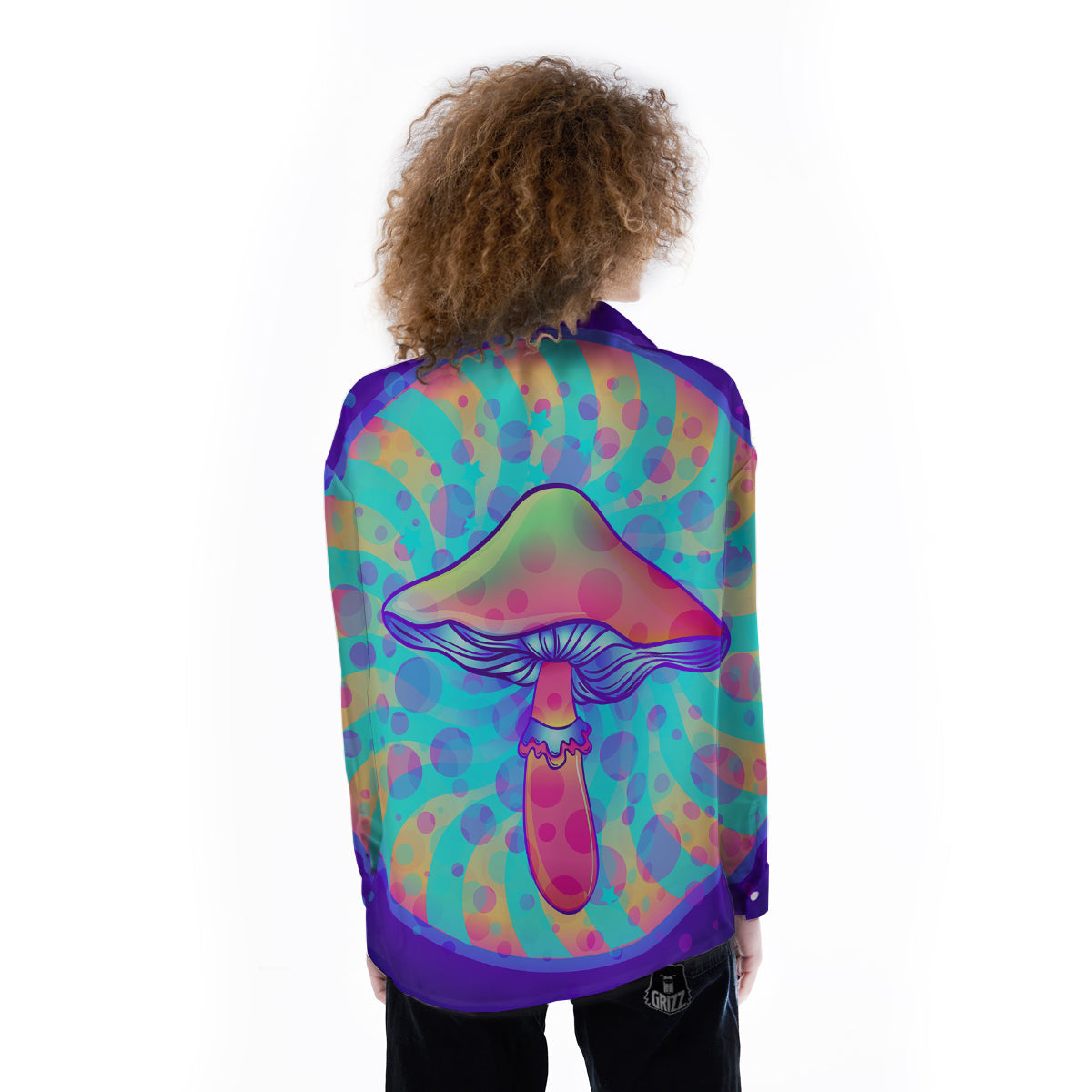 Mushrooms Psychedelic Print Women's Long Sleeve Shirts-grizzshop