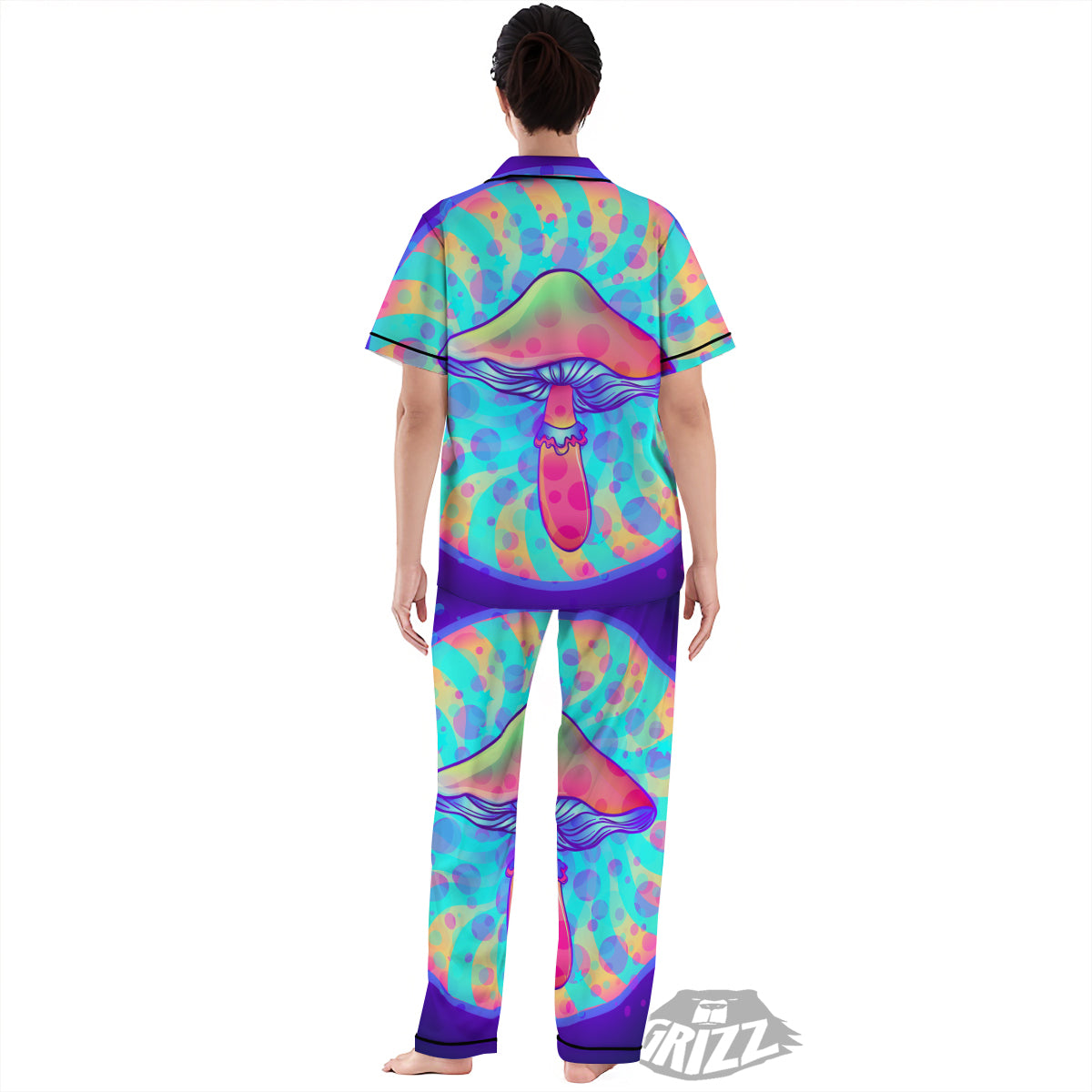 Mushrooms Psychedelic Print Women's Pajamas Set-grizzshop