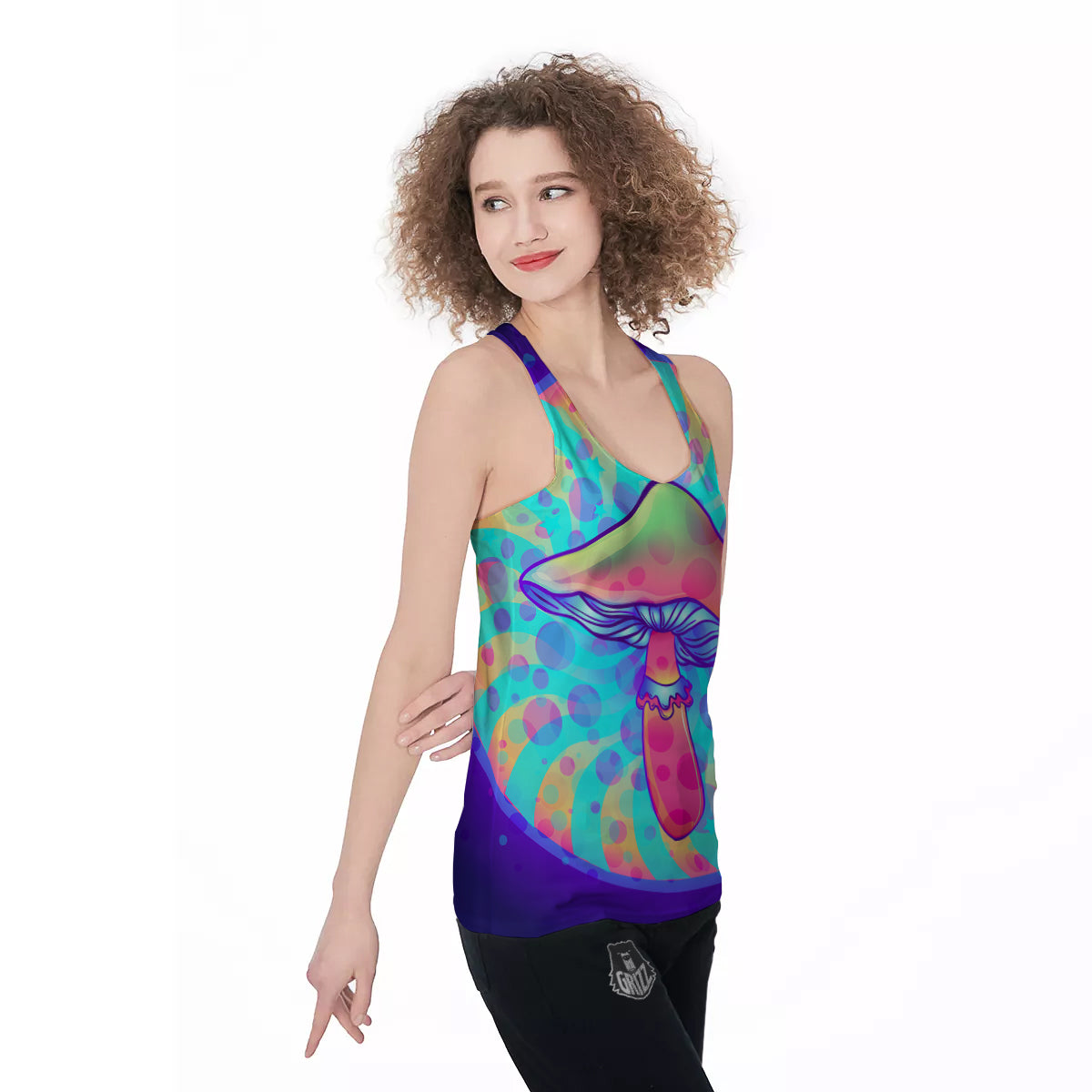 Mushrooms Psychedelic Print Women's Racerback Tank Top-grizzshop