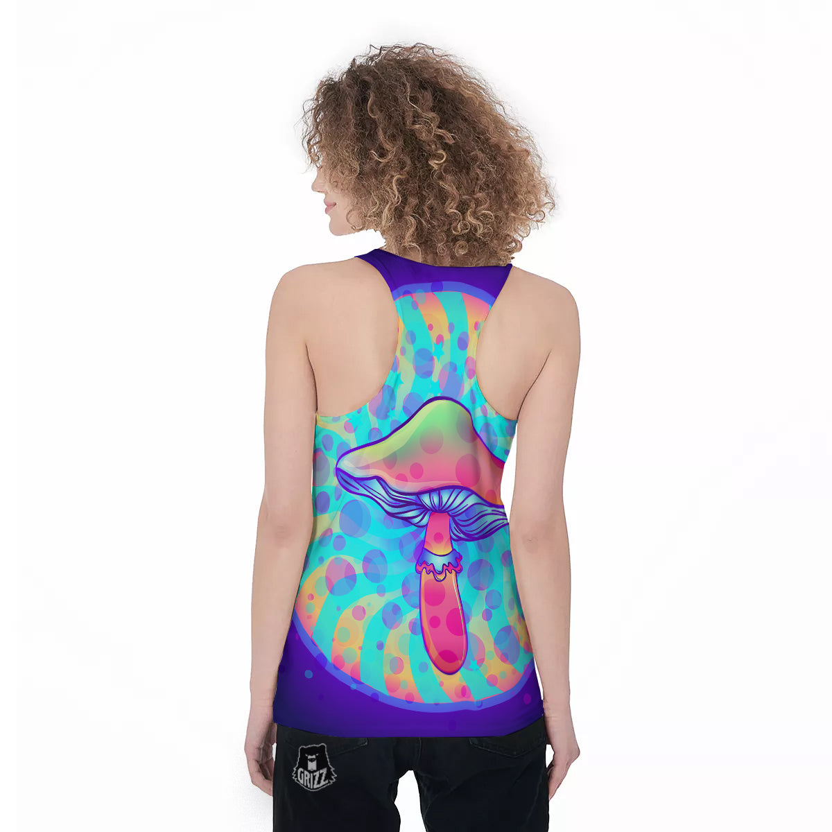 Mushrooms Psychedelic Print Women's Racerback Tank Top-grizzshop