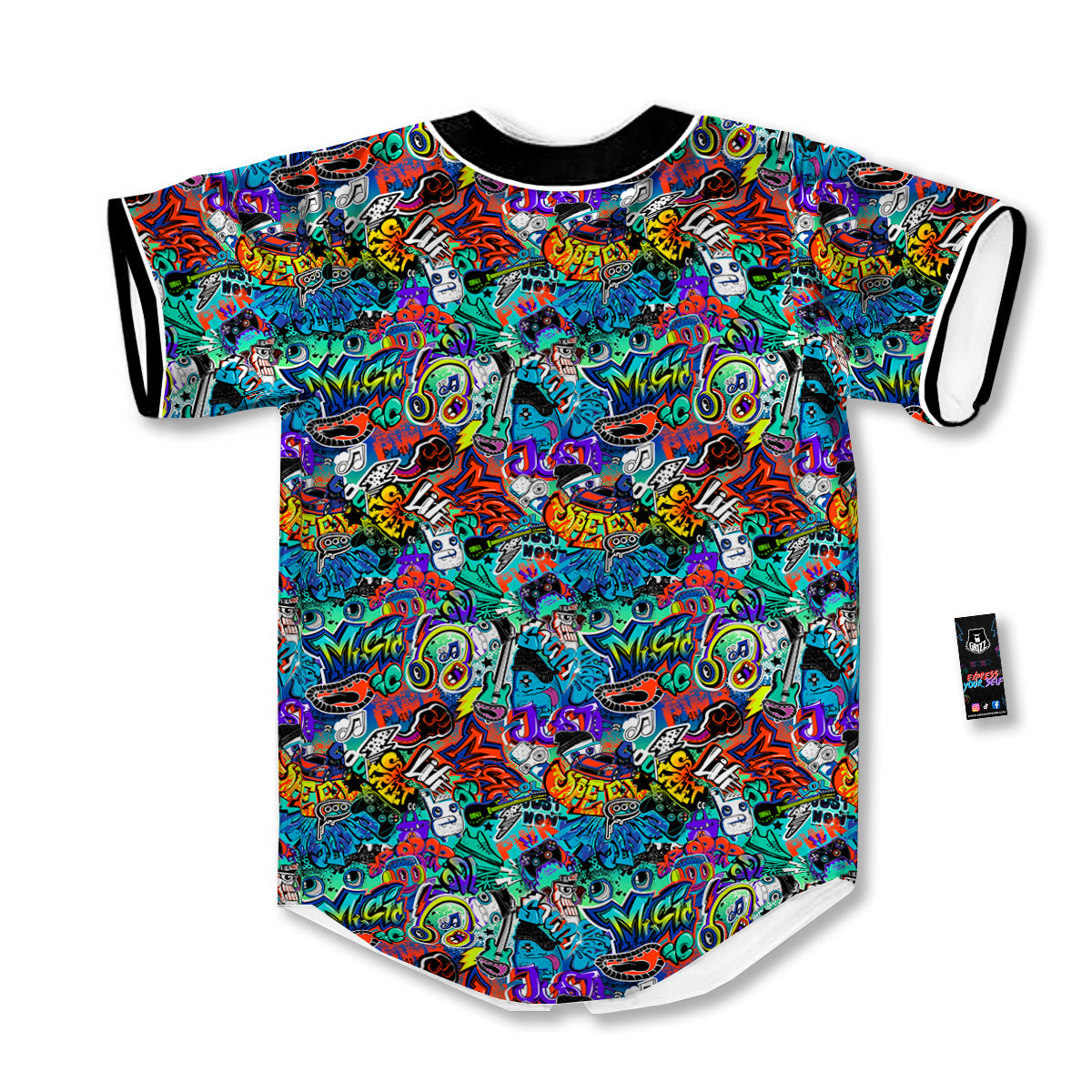Music Abstract Print Pattern Baseball Jersey-grizzshop