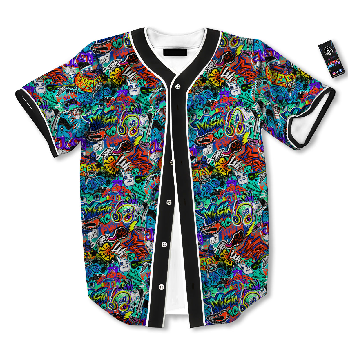 Music Abstract Print Pattern Baseball Jersey-grizzshop