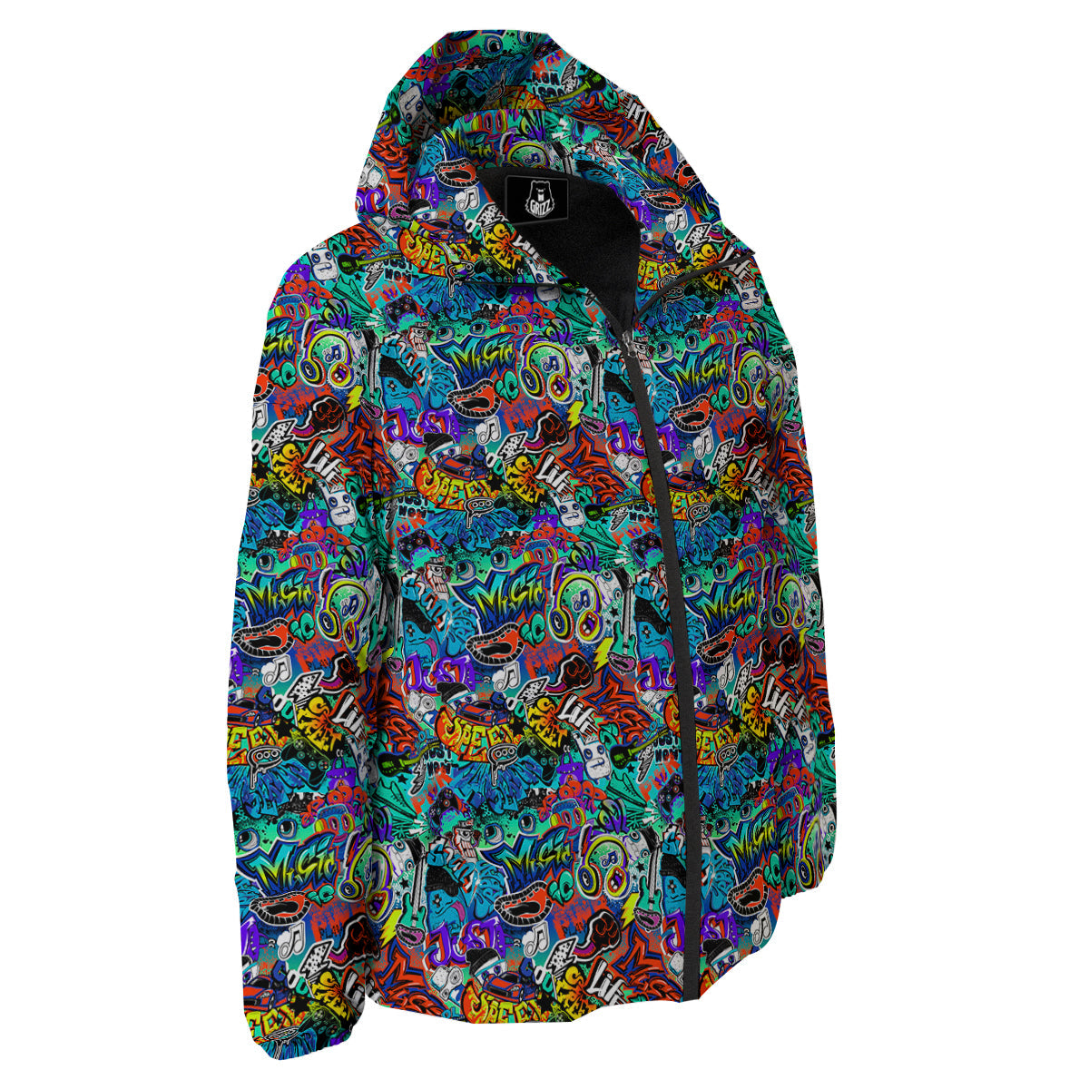 Music Abstract Print Pattern Down Jacket-grizzshop