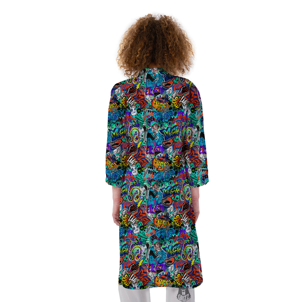 Music Abstract Print Pattern Kimono-grizzshop