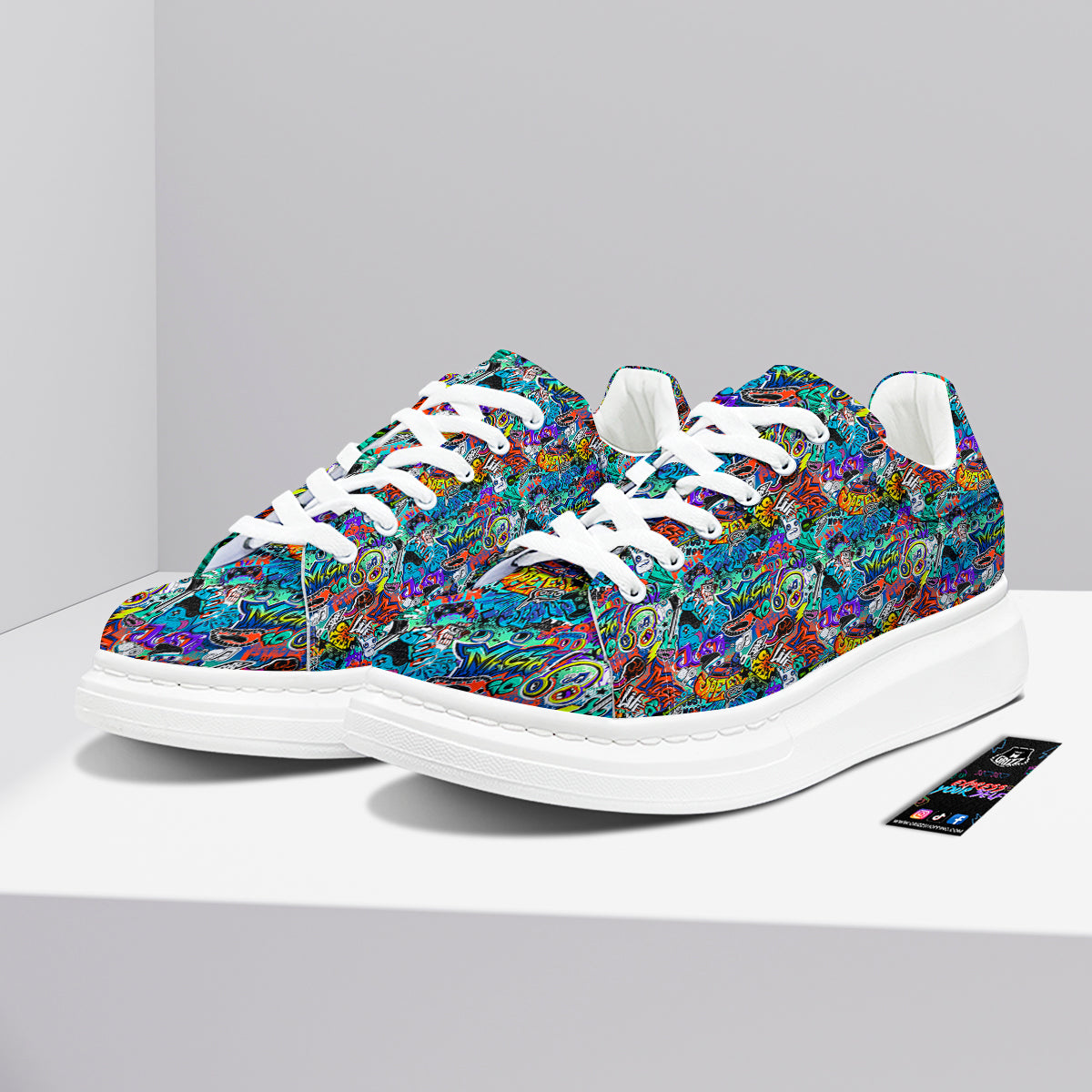Music Abstract Print Pattern Platform Shoes-grizzshop